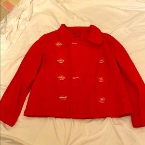 Red military style jacket